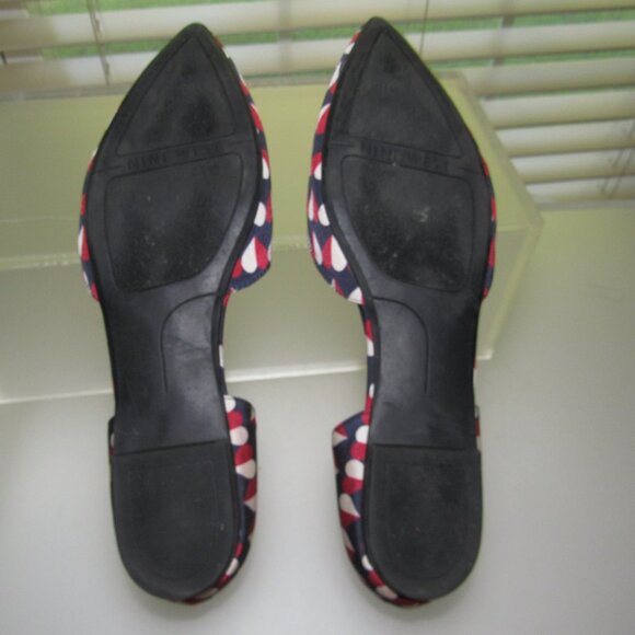 Nine West Starship Pointed Toe D’Orsay Flats – Heart Print Textile – Size 7M - Picture 7 of 8
